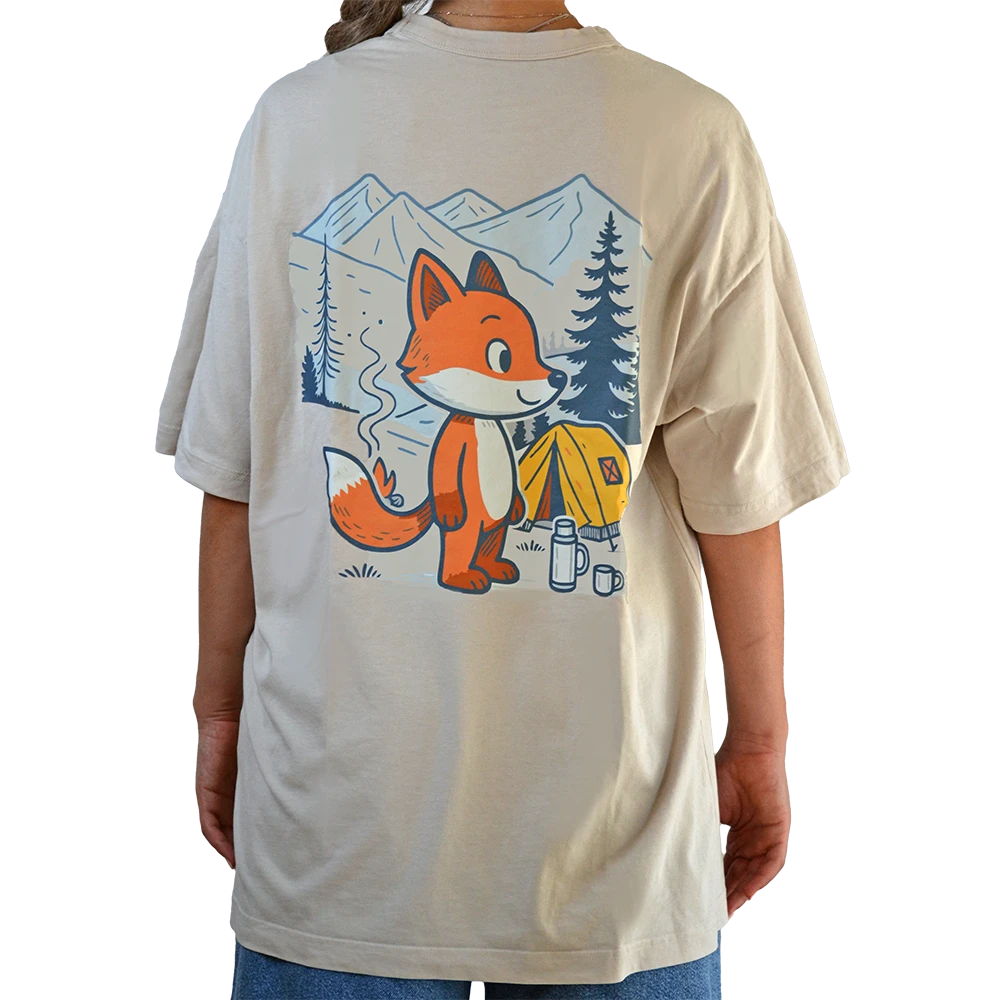Μπεζ λούπυ T-shirt με σχέδιο μεγάλη αλεπού – Φαρδιά Γραμμή | λούπυ