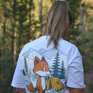 Λευκό λούπυ T-shirt με σχέδιο μεγάλη αλεπού – Φαρδιά Γραμμή | λούπυ