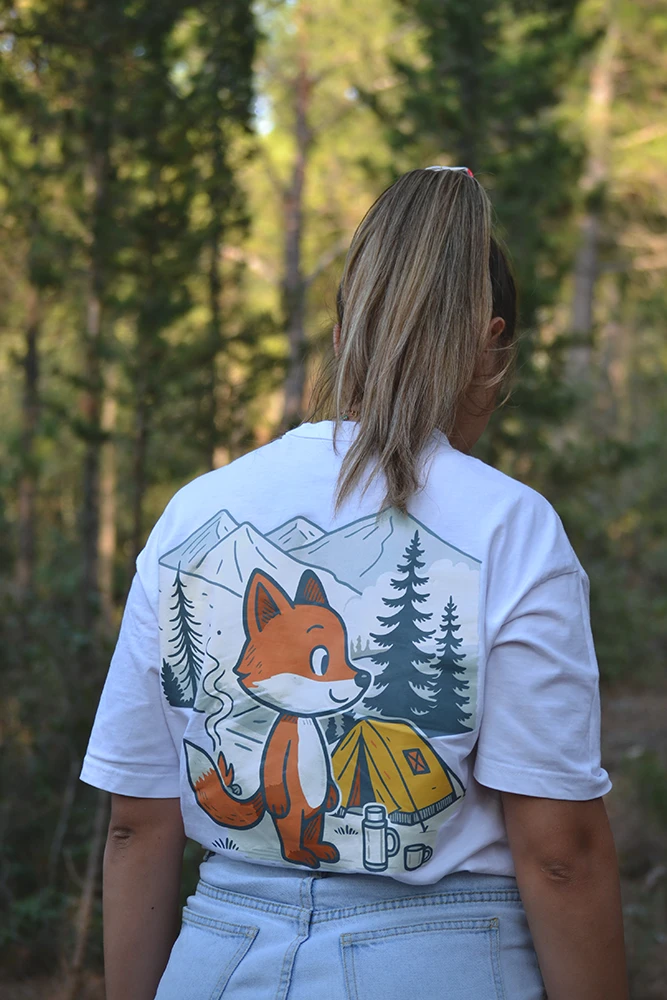 Λευκό λούπυ T-shirt με σχέδιο μεγάλη αλεπού – Φαρδιά Γραμμή | λούπυ
