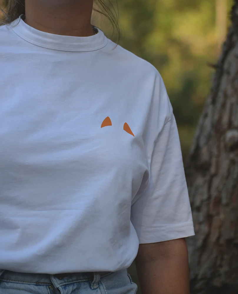 Λευκό λούπυ T-shirt με σχέδιο μεγάλη αλεπού – Φαρδιά Γραμμή | λούπυ